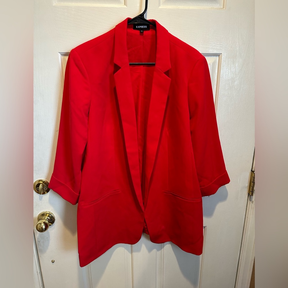 Express red blazer with cuffed sleeve